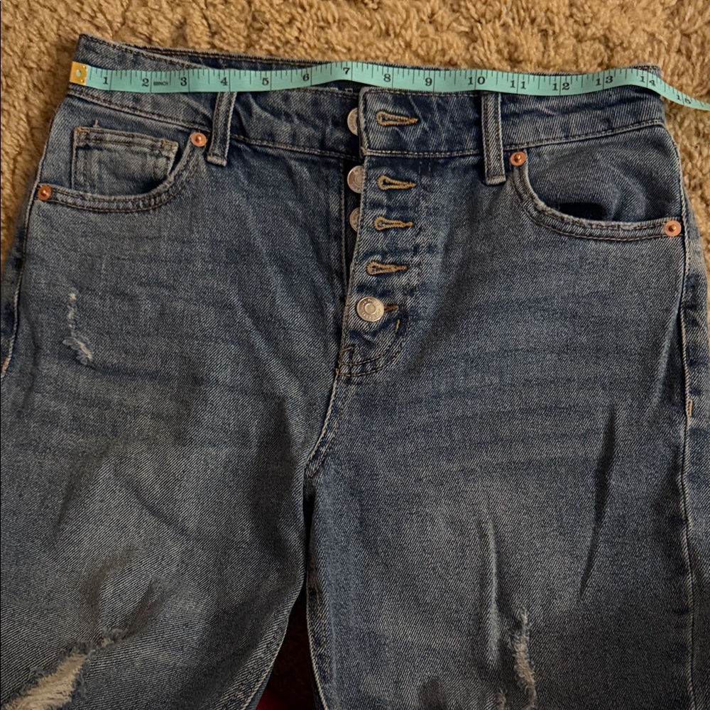 wild fable Women's High-Rise straight ankle Button-Fly Jeans - Dark Blue